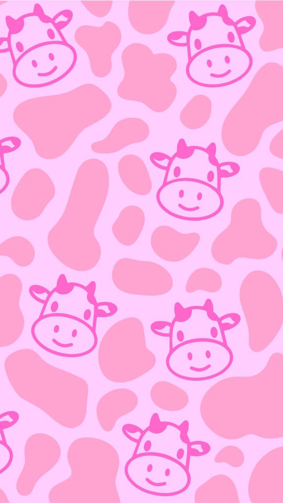 Pink Cute Cow Print Phone Wallpaper