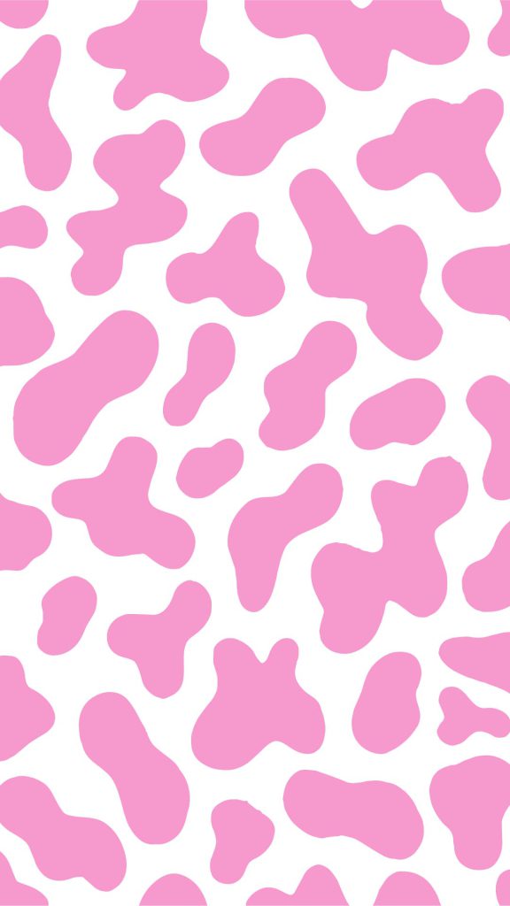 White and Pink Cow Print Phone Wallpaper